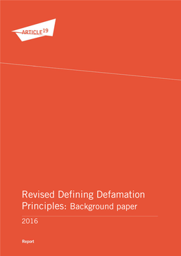 Revised Defining Defamation Principles: Background Paper