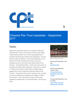Chiswick Pier Trust Newsletter - September 2017