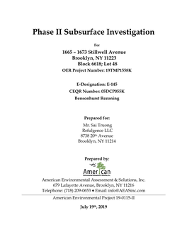 Phase II Subsurface Investigation