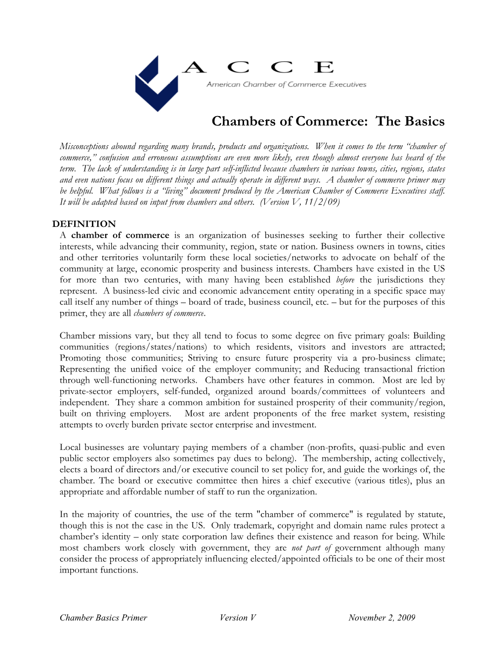Chambers of Commerce: the Basics