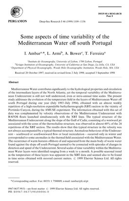 Some Aspects of Time Variability of the Mediterranean Water O! South Portugal