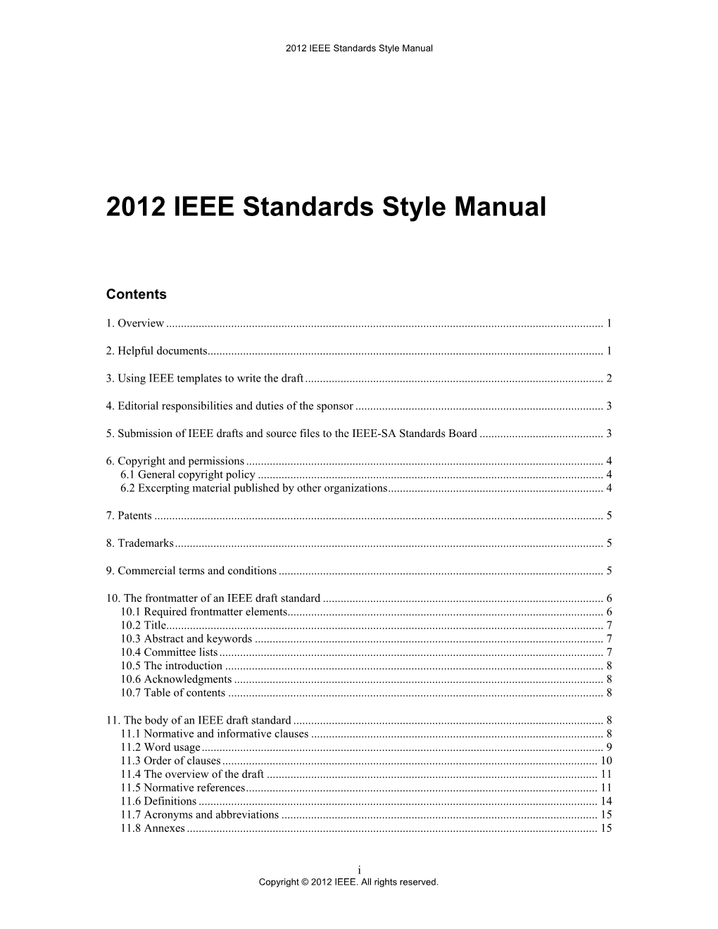 Standards Style Manual