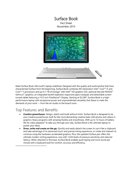 Surface Book Fact Sheet November 2015