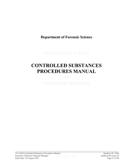 221-D100 Controlled Substances Procedures Manual