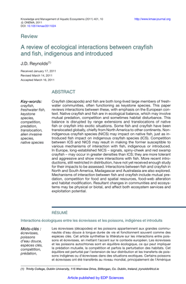 A Review of Ecological Interactions Between Crayfish and Fish