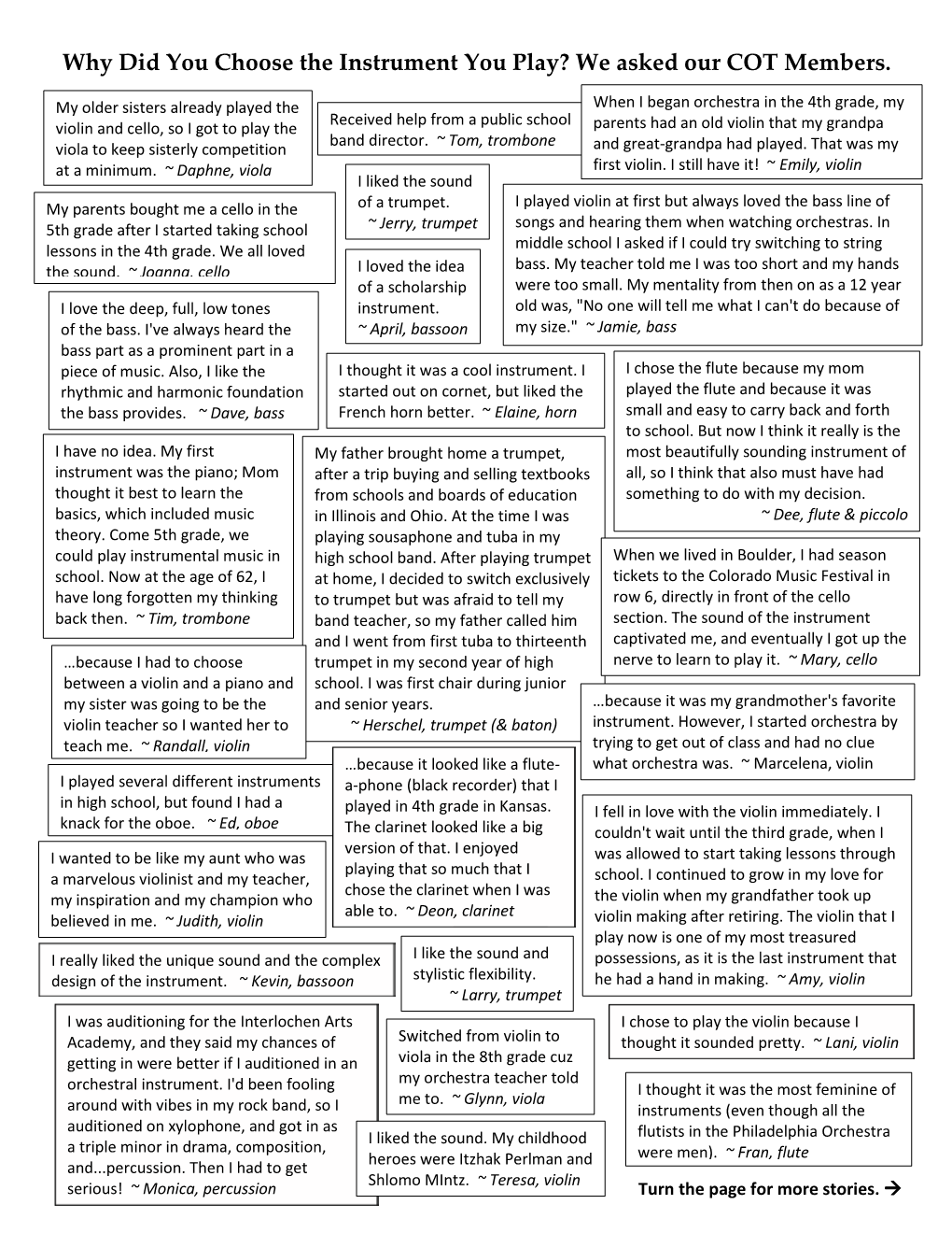 Why Did You Choose the Instrument You Play? We Asked Our COT Members