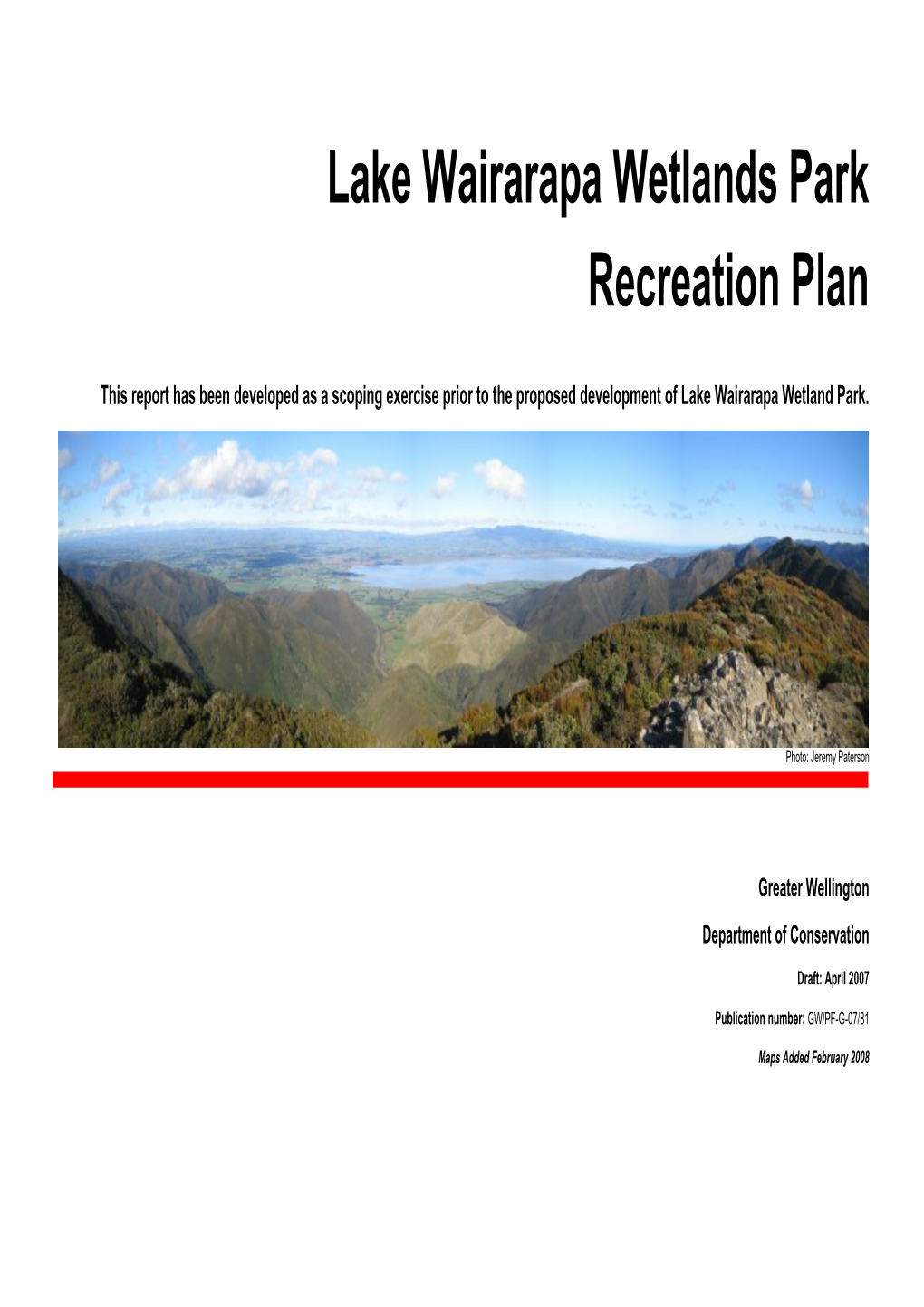 Lake Wairarapa Wetlands Park Recreation Plan