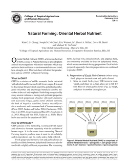 Natural Farming: Oriental Herbal Nutrient