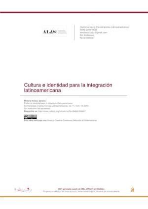 Cultura E Identidad Para La Integración Latinoamericana