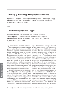 (Second Edition) the Archaeology of Bruce Trigger
