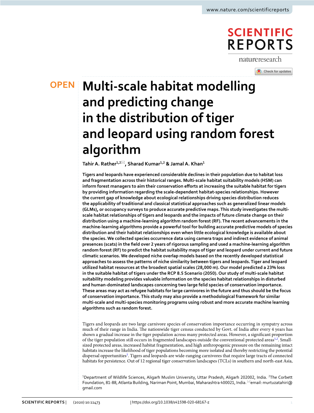 Multi-Scale Habitat Modelling and Predicting Change in the Distribution
