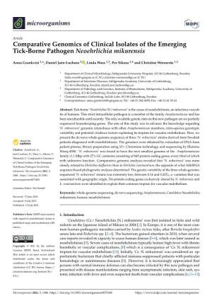 Comparative Genomics of Clinical Isolates of the Emerging Tick-Borne Pathogen Neoehrlichia Mikurensis