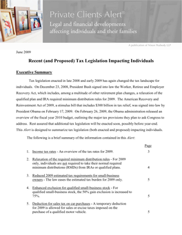Recent (And Proposed) Tax Legislation Impacting Individuals