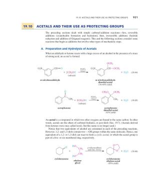 19.10 Acetals and Their Use As Protecting Groups 921