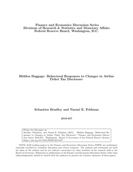 Hidden Baggage: Behavioral Responses to Changes in Airline Ticket Tax Disclosure