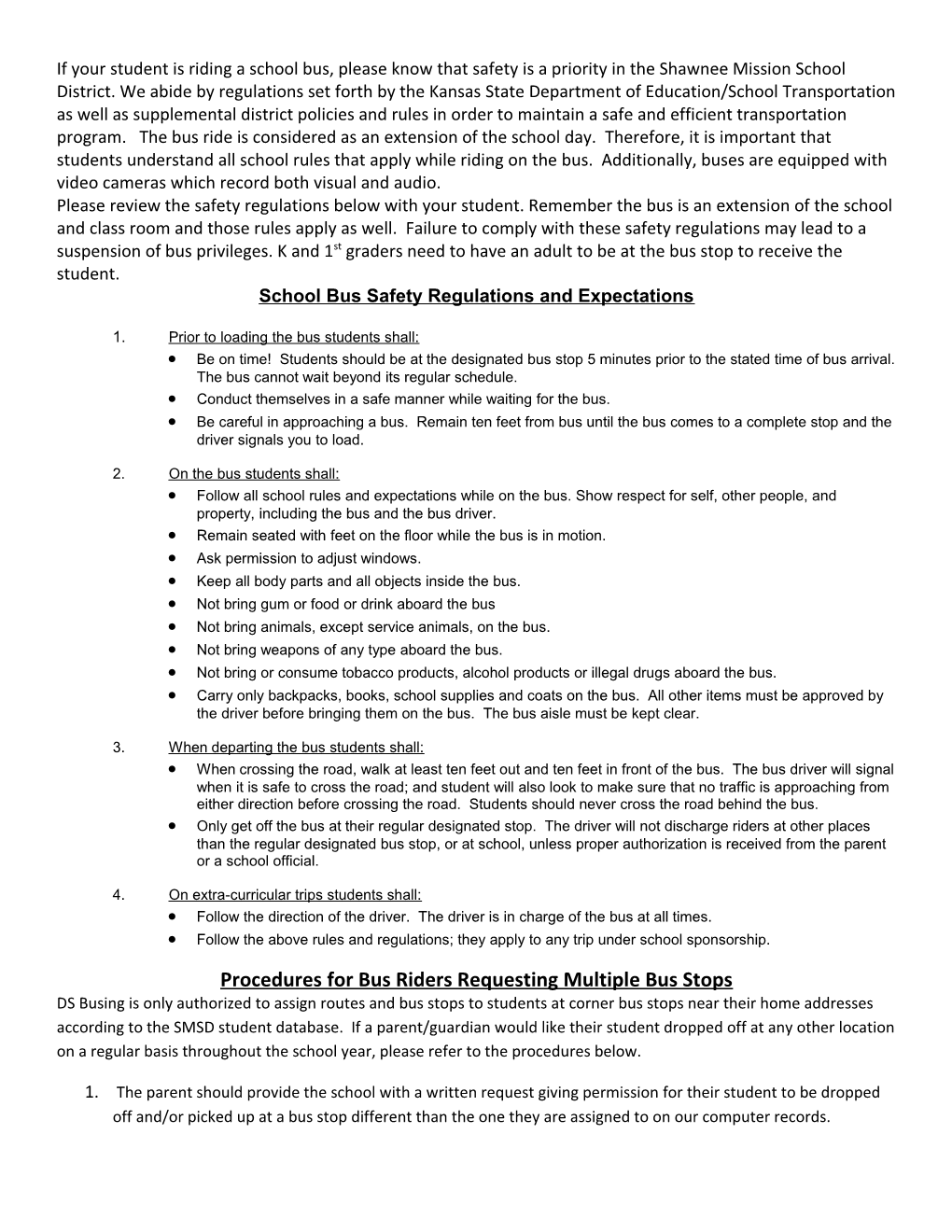 School Bus Safety Regulations and Expectations