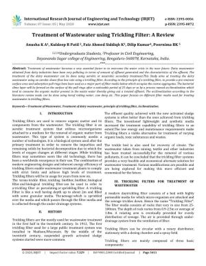 Treatment of Wastewater Using Trickling Filter: a Review