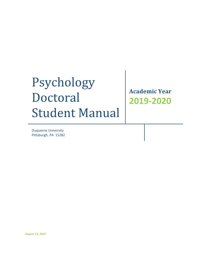 Psychology Doctoral Student Manual