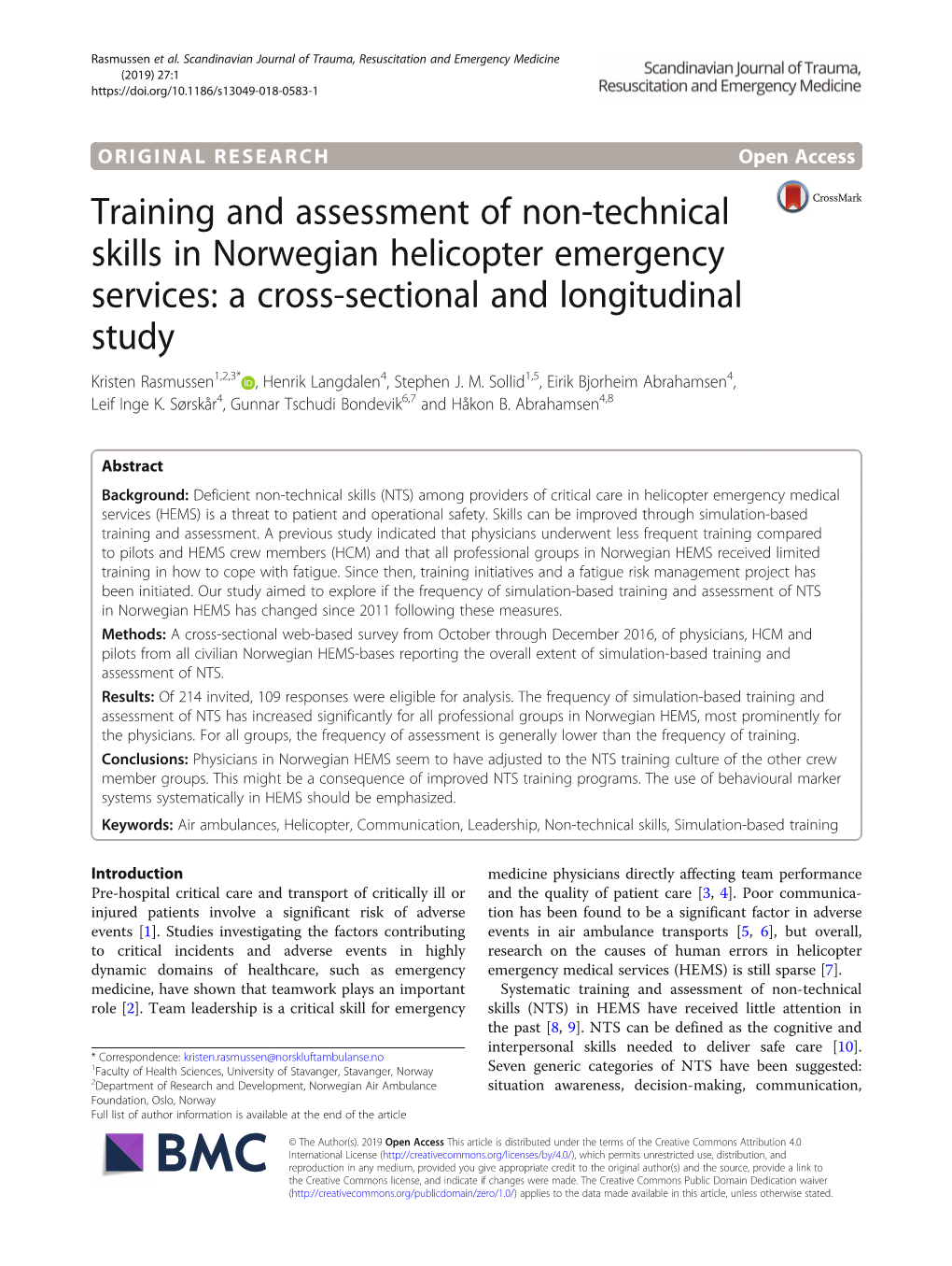 Training and Assessment of Non-Technical Skills in Norwegian