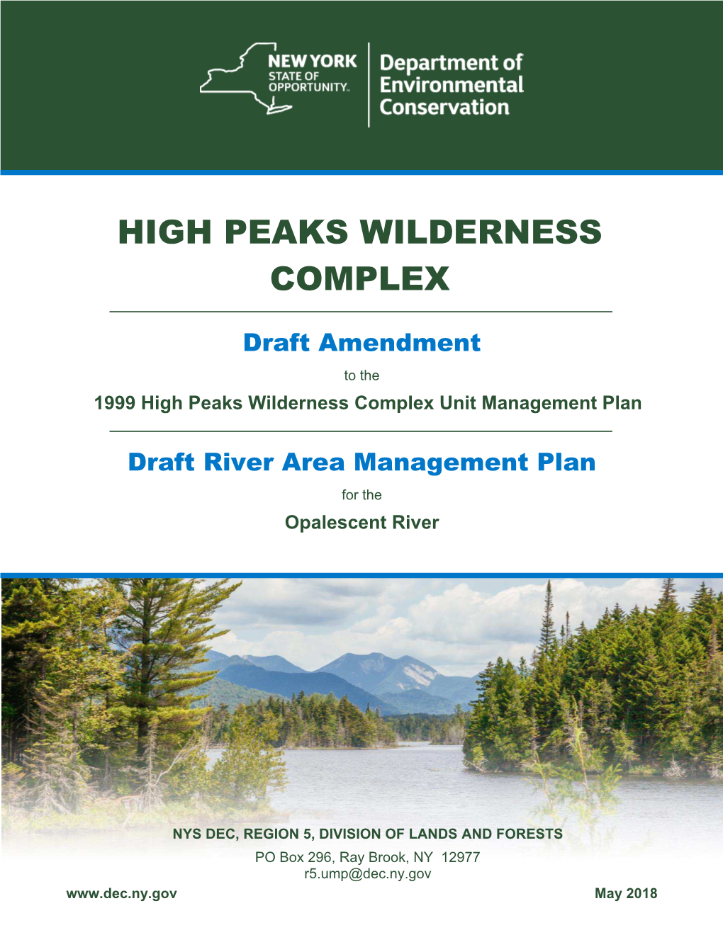 High Peaks Wilderness Complex Draft UMP Amendment