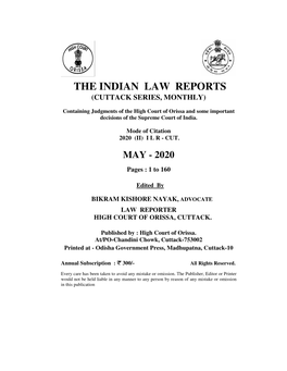 The Indian Law Reports (Cuttack Series, Monthly)