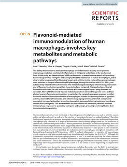 Flavonoid-Mediated Immunomodulation of Human Macrophages Involves Key Metabolites and Metabolic Pathways Luís F