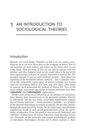1 an Introduction to Sociological Theories