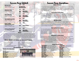 Summer Camp Schedule Summer Camp Descriptions