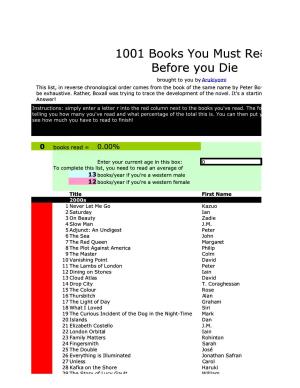 1001 Books You Must Re Before You