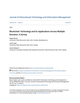Blockchain Technology and Its Applications Across Multiple Domains: a Survey
