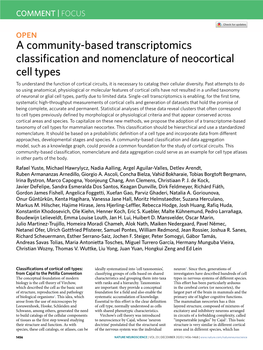 A Community-Based Transcriptomics Classification and Nomenclature Of