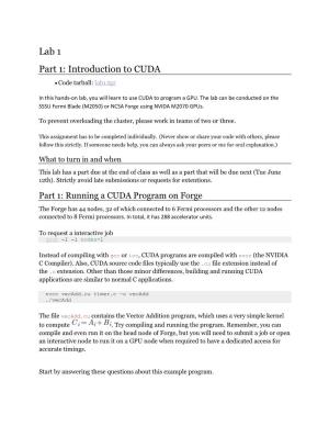 Lab 1 Part 1: Introduction to CUDA