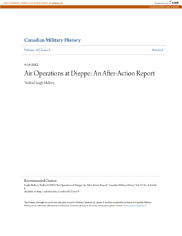Air Operations at Dieppe: an After-Action Report Trafford Leigh-Mallory