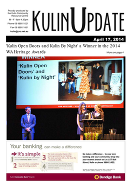 'Kulin Open Doors and Kulin by Night' a Winner in the 2014 WA Heritage