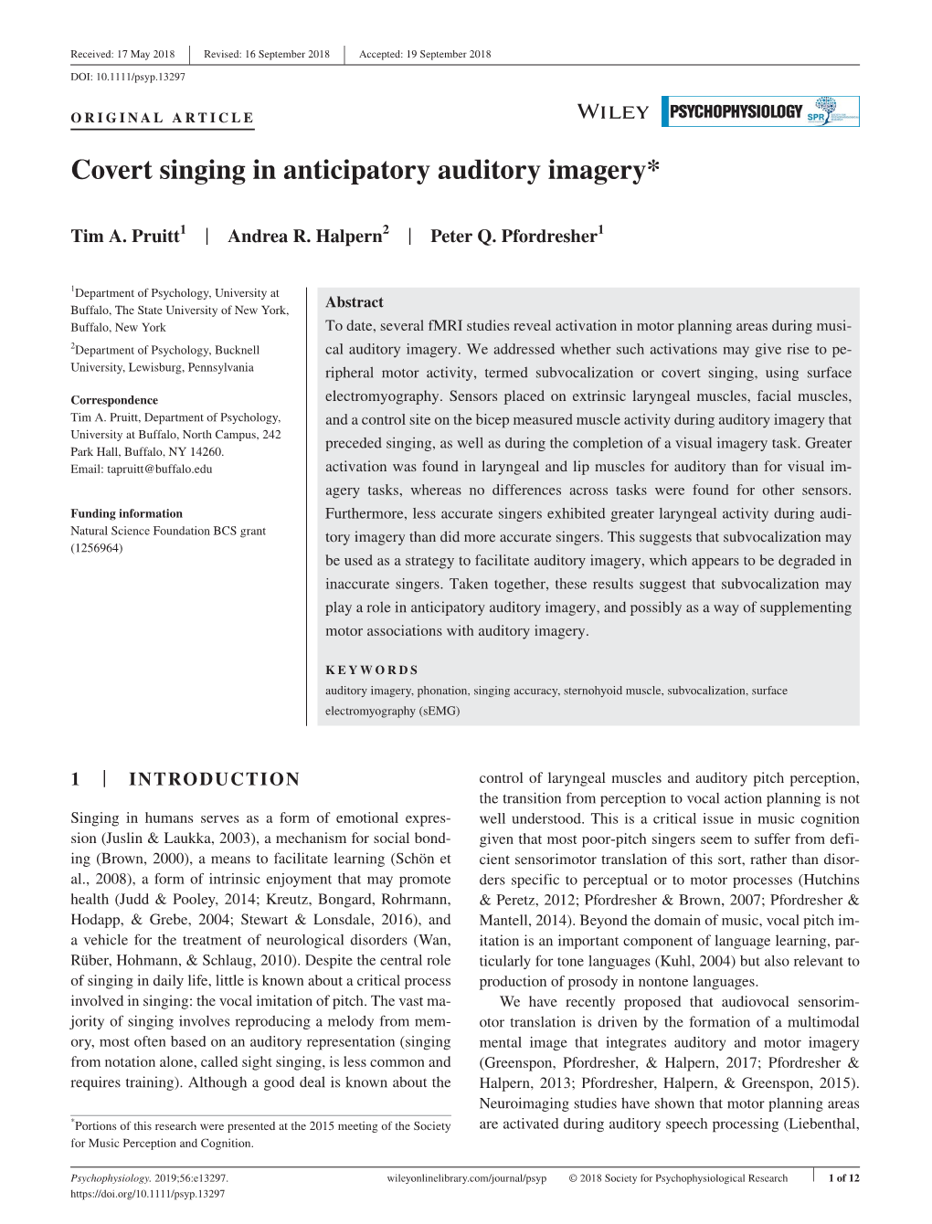 Covert Singing in Anticipatory Auditory Imagery*