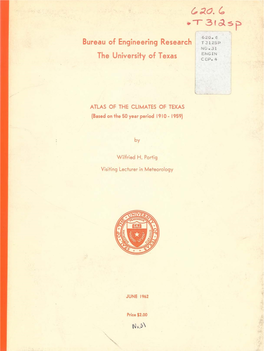 Atlas of the Climates of Texas (Based on the 50 Year Period 1910-1959)