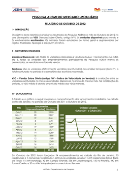 Pesquisa Ademi Do Mercado Imobiliário