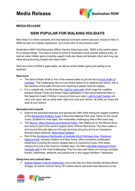 Nsw Popular for Walking Holidays