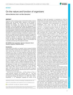 On the Nature and Function of Organizers Alfonso Martinez Arias* and Ben Steventon*