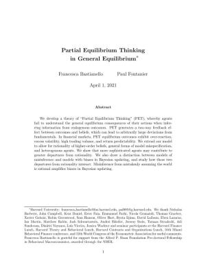 Partial Equilibrium Thinking in General Equilibrium∗