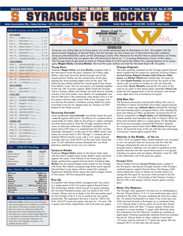 SYRACUSE ICE HOCKEY Inaugural Contact: Mark Majewski • 315-443-2608 • Fax (2076) • Suacpr@Syr.Edu Athletic Communications Office • Manley Field House • 1301 E