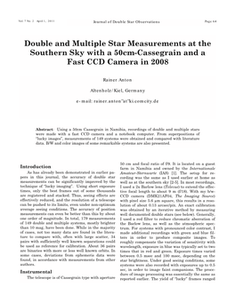 Double and Multiple Star Measurements at the Southern Sky with a 50Cm-Cassegrain and a Fast CCD Camera in 2008