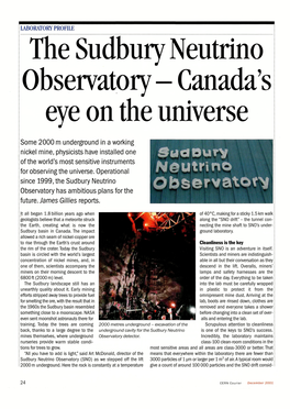 The Sudbury Neutrino Observatory - Canada's Eye on the Universe