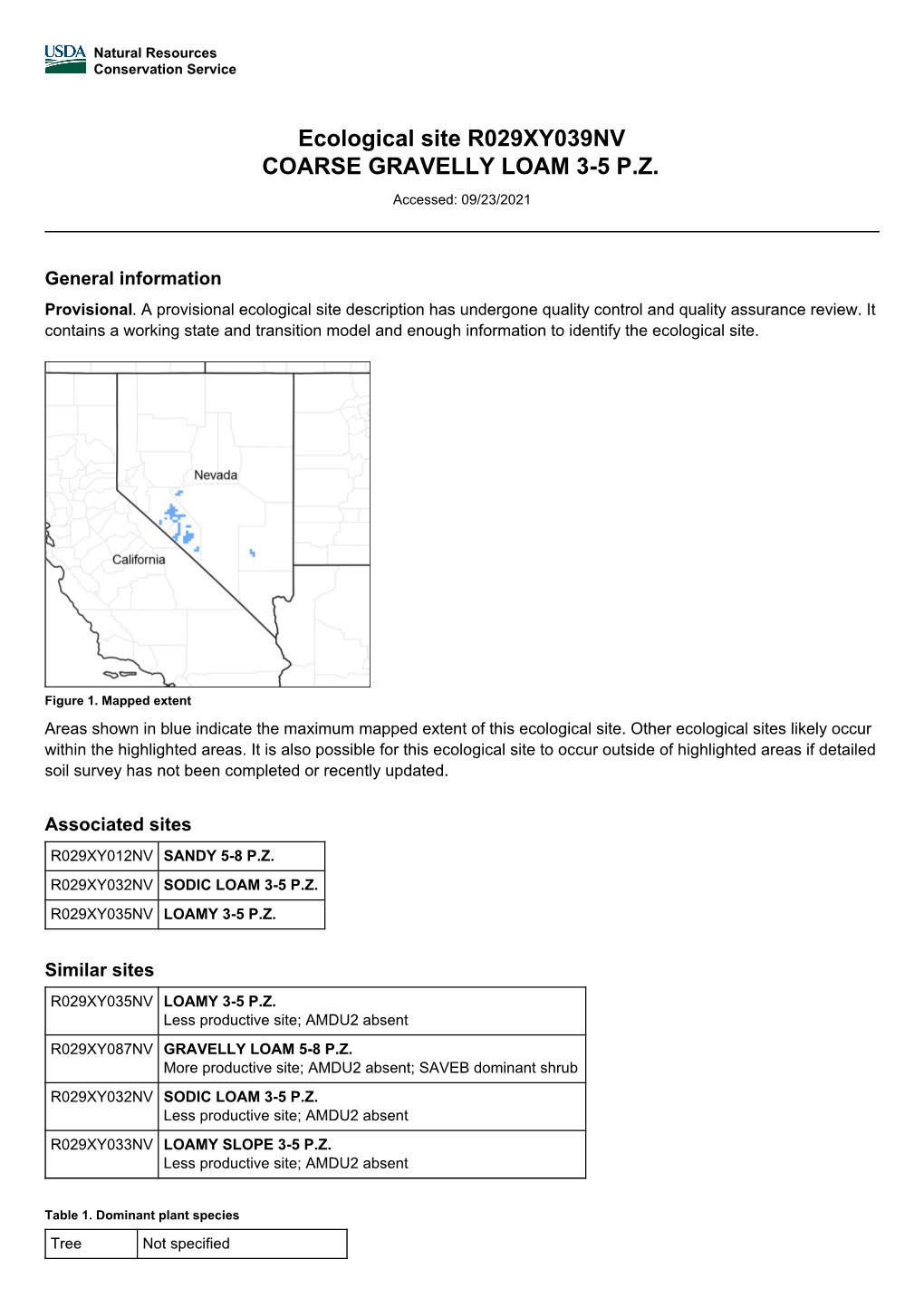 Ecological Site R029XY039NV COARSE GRAVELLY LOAM 3-5 P.Z