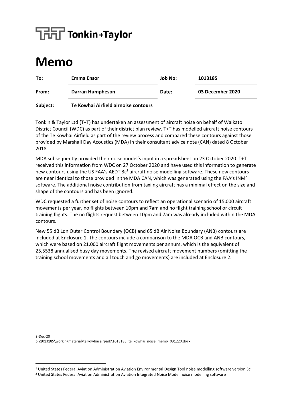 Pdf Appendix 4B2 Tonkin and Taylor Airnoise Contours Memo Pdf, 243 KB Download