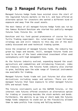 Top 3 Managed Futures Funds