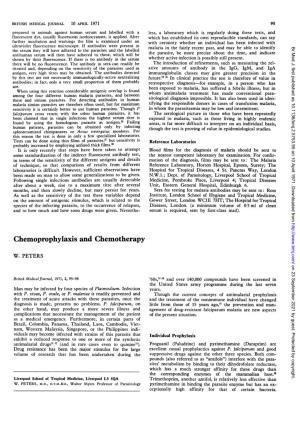 Chemoprophylaxis and Chemotherapy