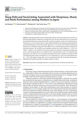 Sleep Debt and Social Jetlag Associated with Sleepiness, Mood, and Work Performance Among Workers in Japan