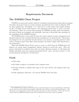 Requirements Document the XMMS2 Client Project Goals