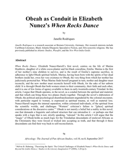 Obeah As Conduit in Elizabeth Nunez's When Rocks Dance